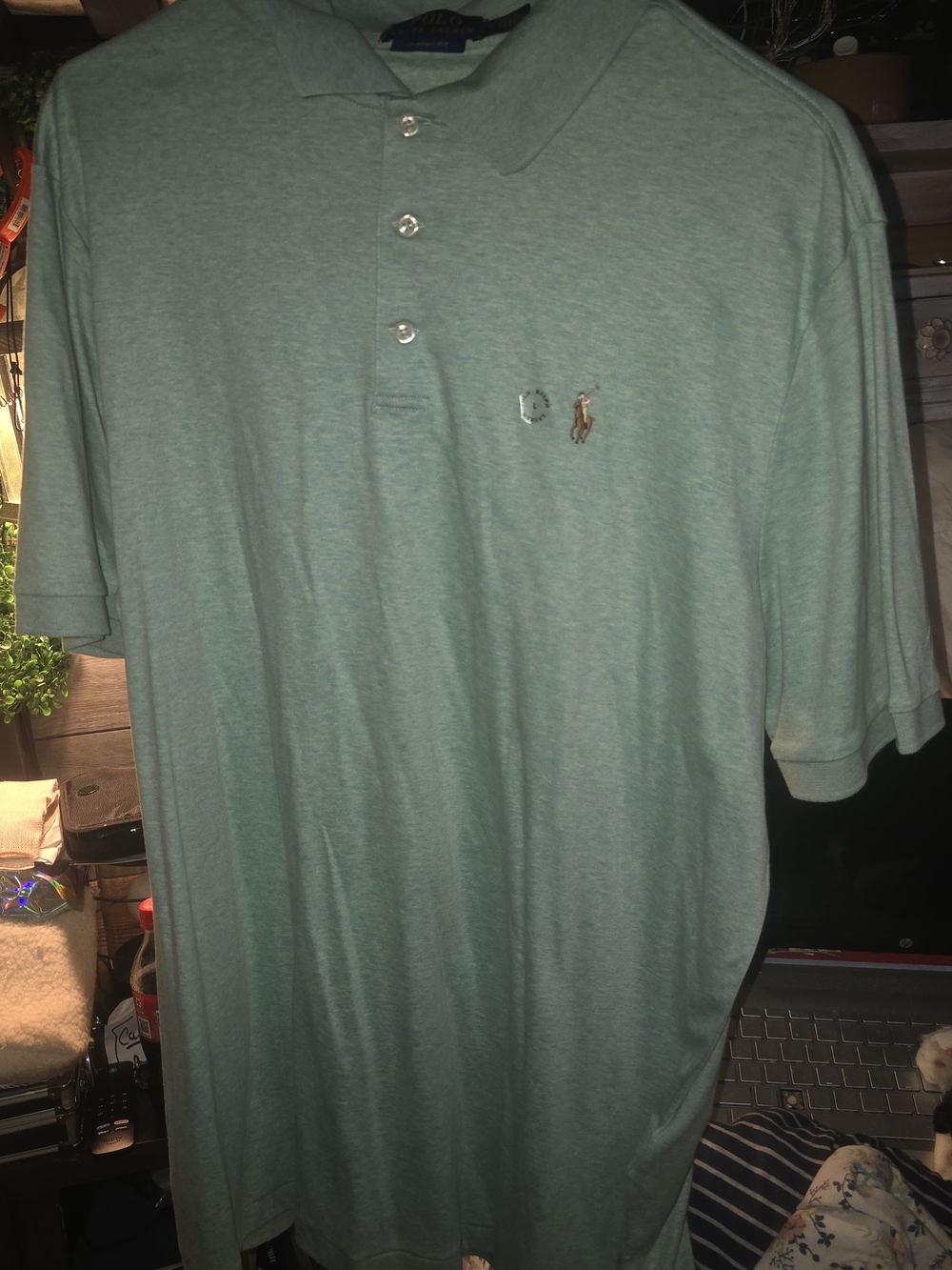 Ralph Lauren Mint Green Soft Cotton Polo Shirt Large